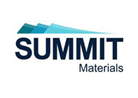 The Summit Materials logo featuring three stylized blue and teal mountain peaks above the company name in bold dark blue text.