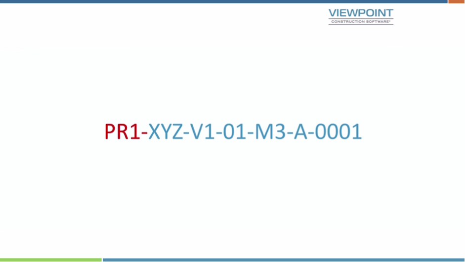 Viewpoint construction software interface showing BS1192 naming convention code PR1-XYZ-V1-01-M3-A-0001 in red and blue text.