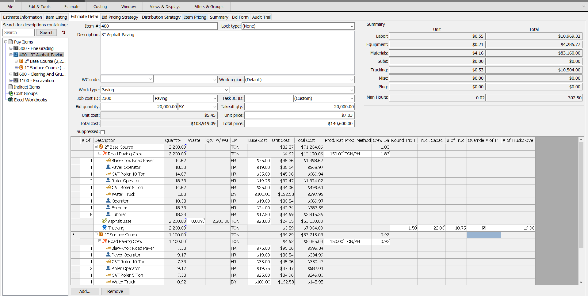 B2W Estimate - Related Production and Material Information