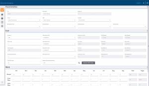 Screenshot of a software interface for fiscal activities and budget management.