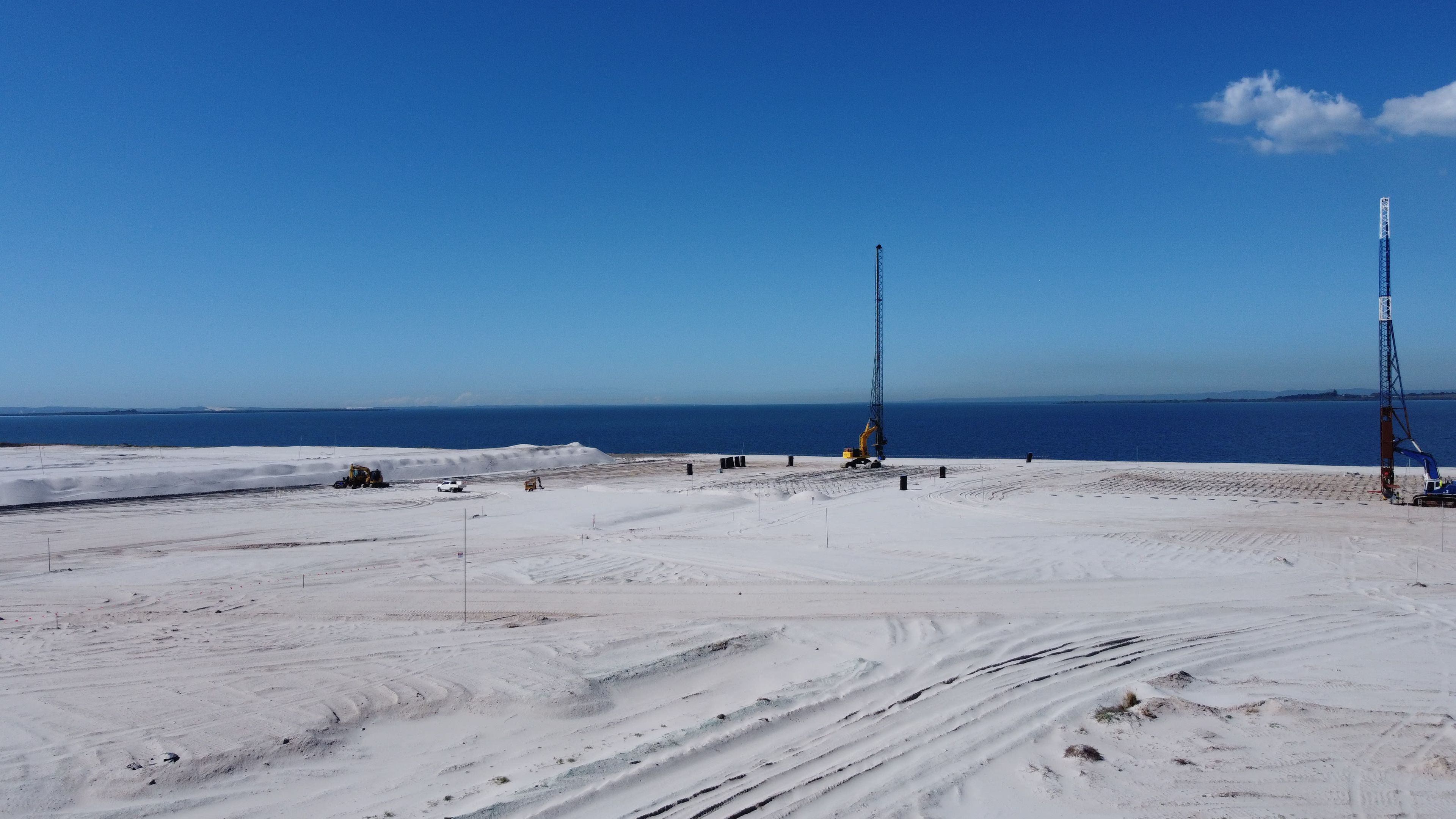 wick drain machines working on reclamation project