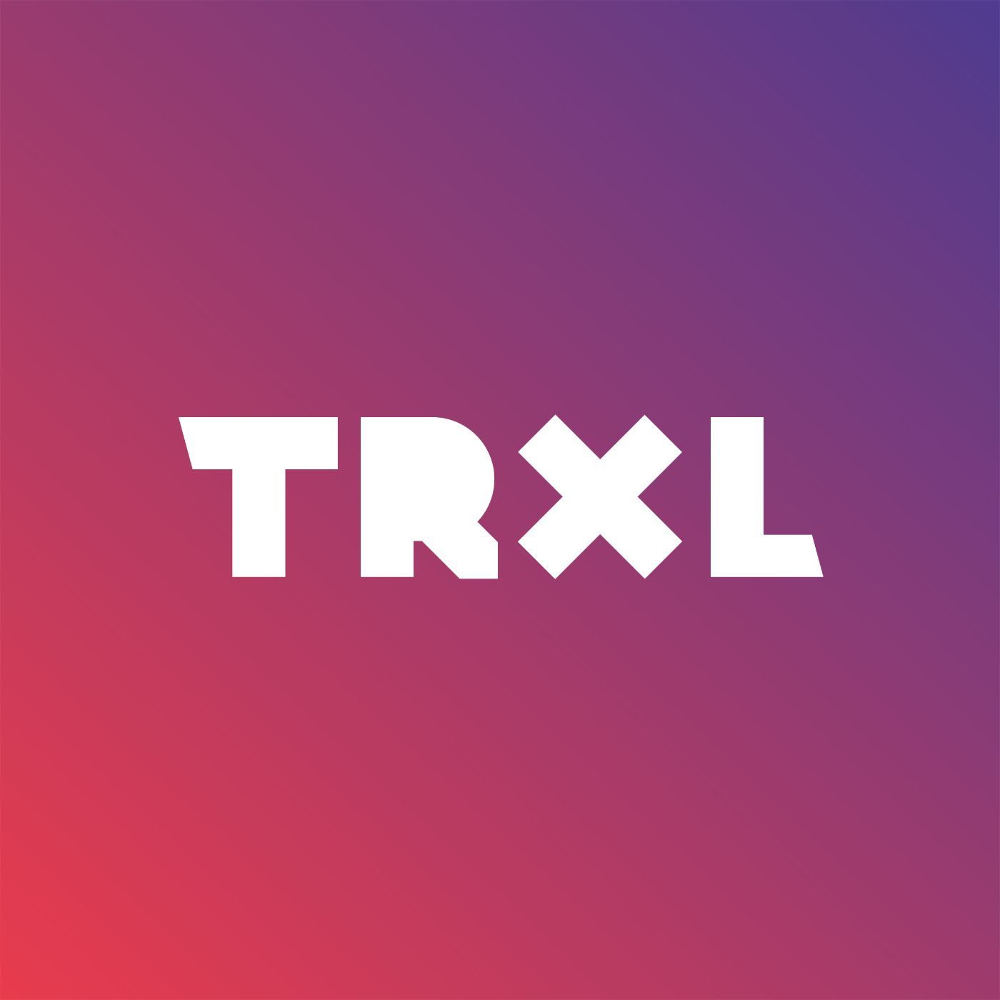 The TRXL logo in white letters against a purple and red gradient background.