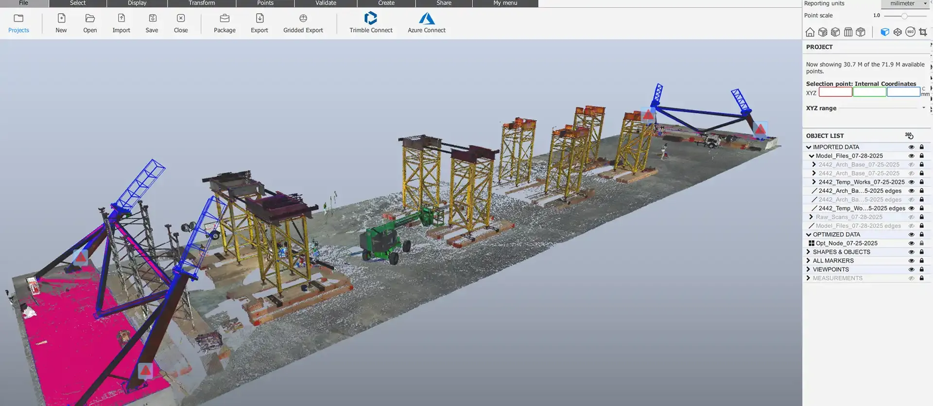 Point cloud of a construction site