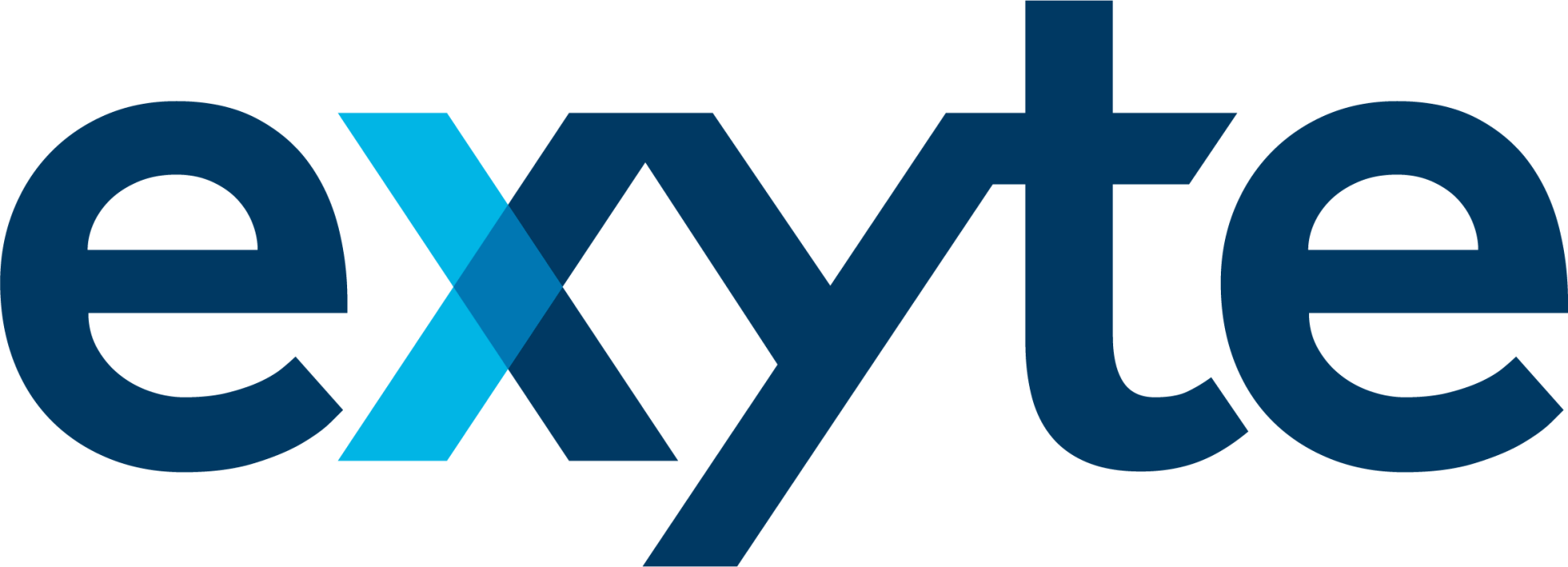 The Exyte logo, with its deep blue lettering and a bright blue x graphic.
