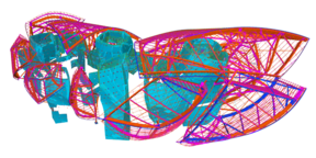 3D BIM model of the Fondation Louis Vuitton building in Paris, France.