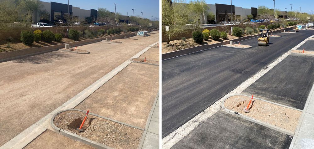 before and after photo of pavement