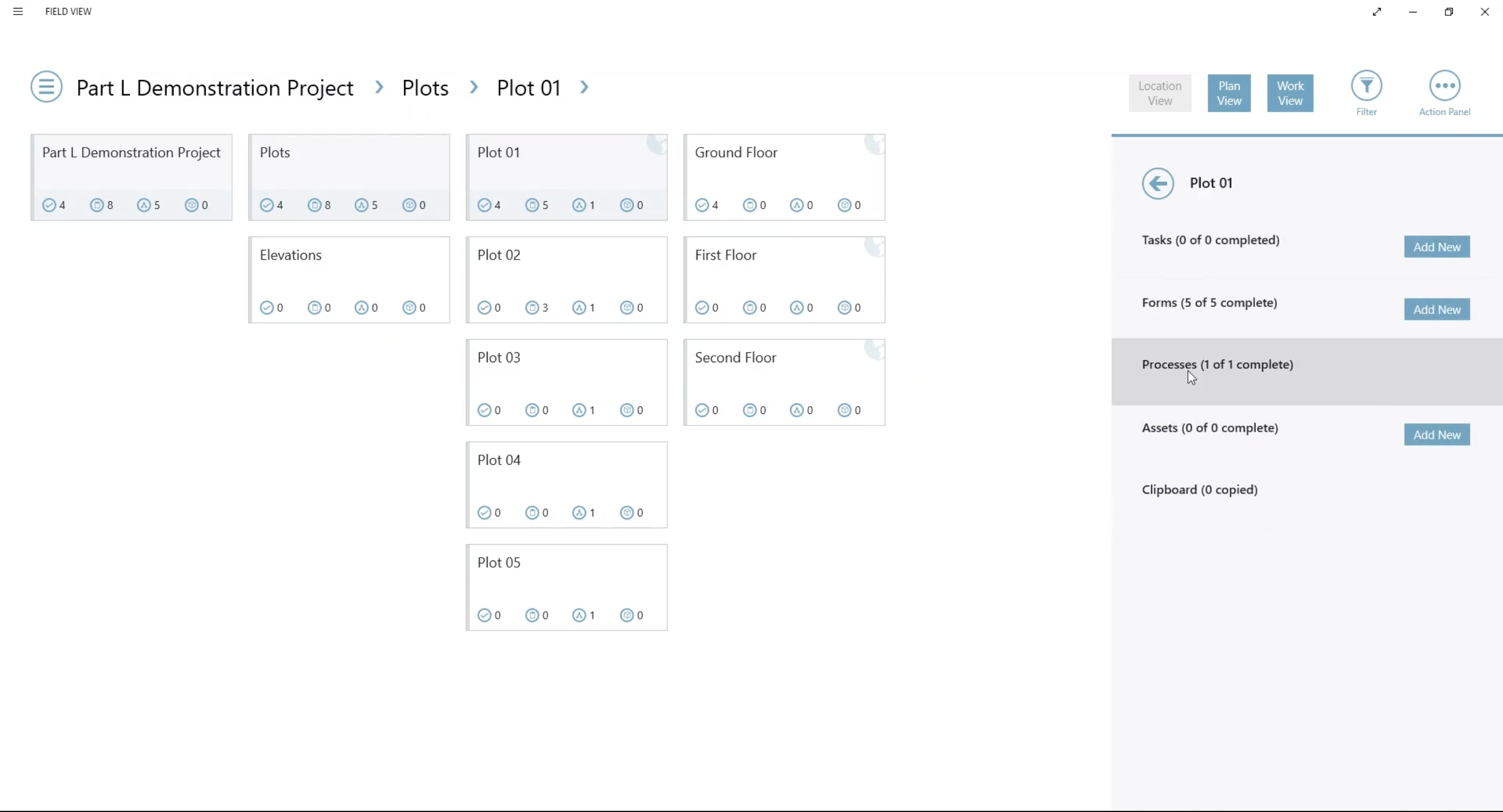 Screenshot of creating a process in Field View
