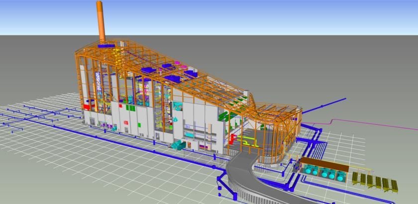 Tekla-3D-Modell der Müllverbennungsanlage Amager Bakke