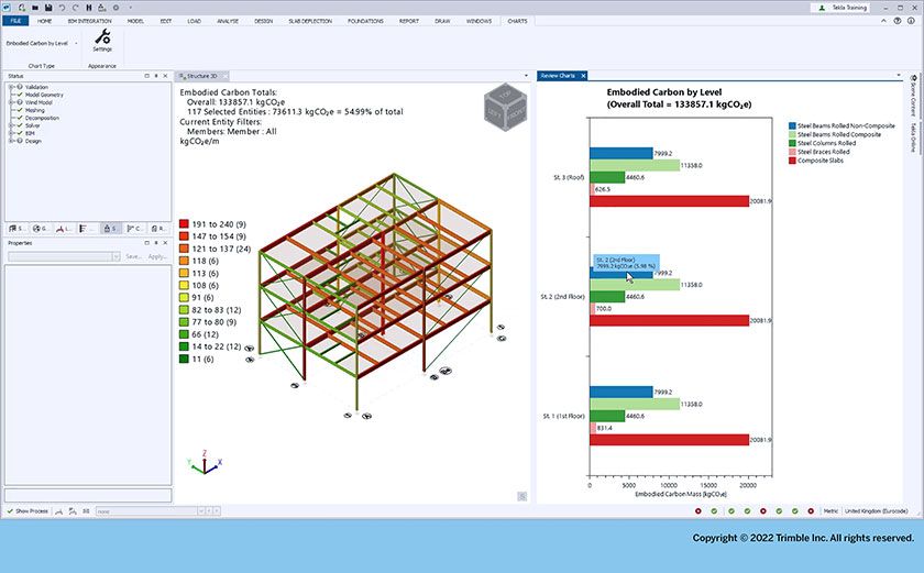 Embodied carbon calculations in Tekla Structural Designer
