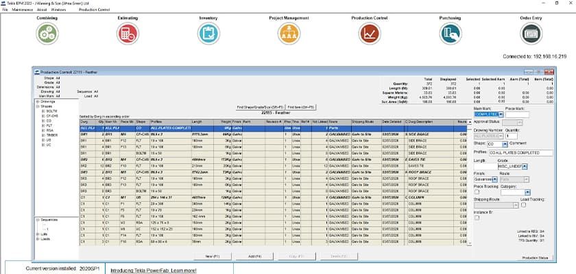 Tekla EPM screenshot showing
