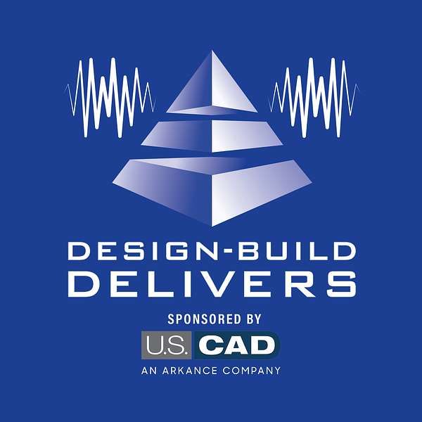 Logo for Design-Build Delivers, sponsored by U.S. CAD.