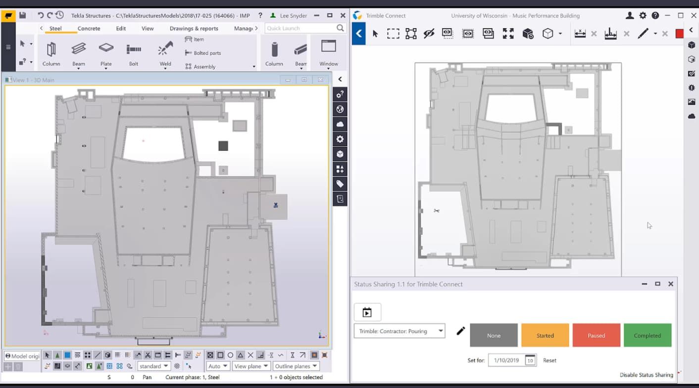 Updating real-time status of a Tekla model in the field on Trimble Connect