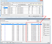 Two screenshots of a computer interface showing lists of files and their properties.