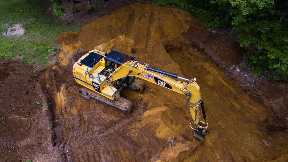 Aerial shot of excavator