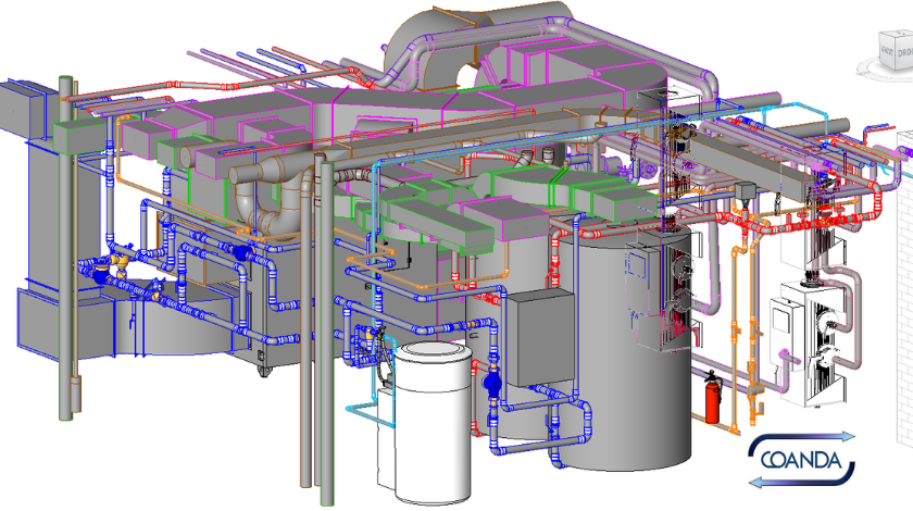 3D rendering of Coanda Energies HVAC system.