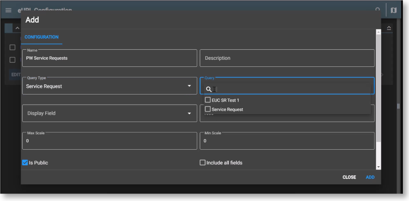 Add new eURL configuration: Name, query type, and query.
