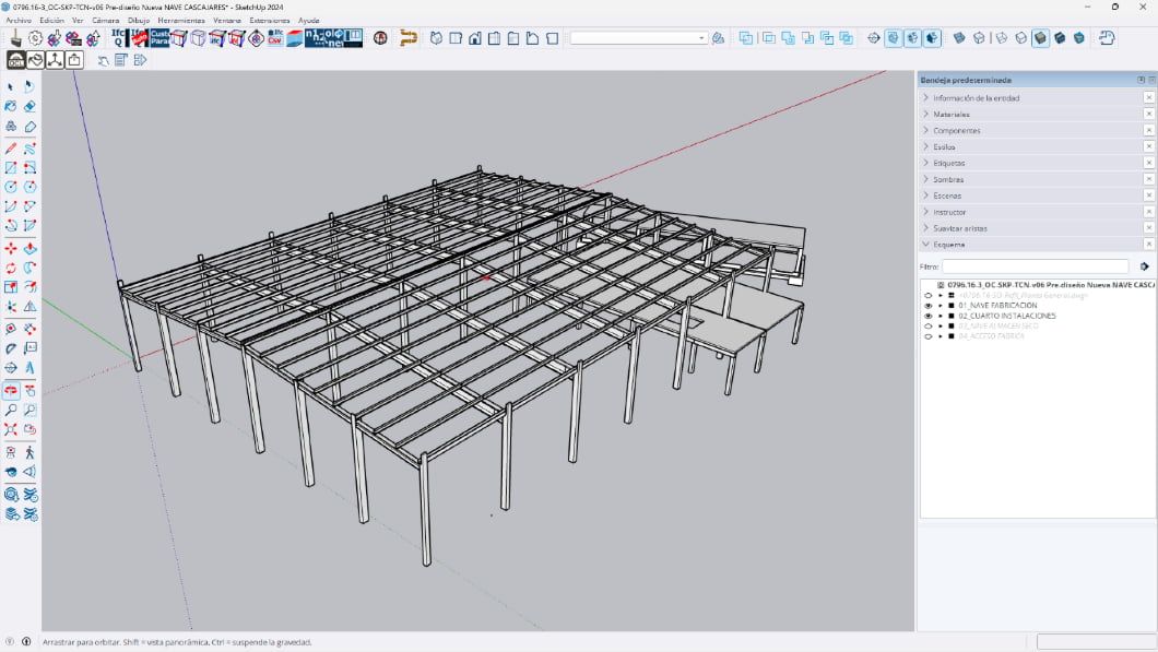 3D model of the concrete structure in SketchUp.