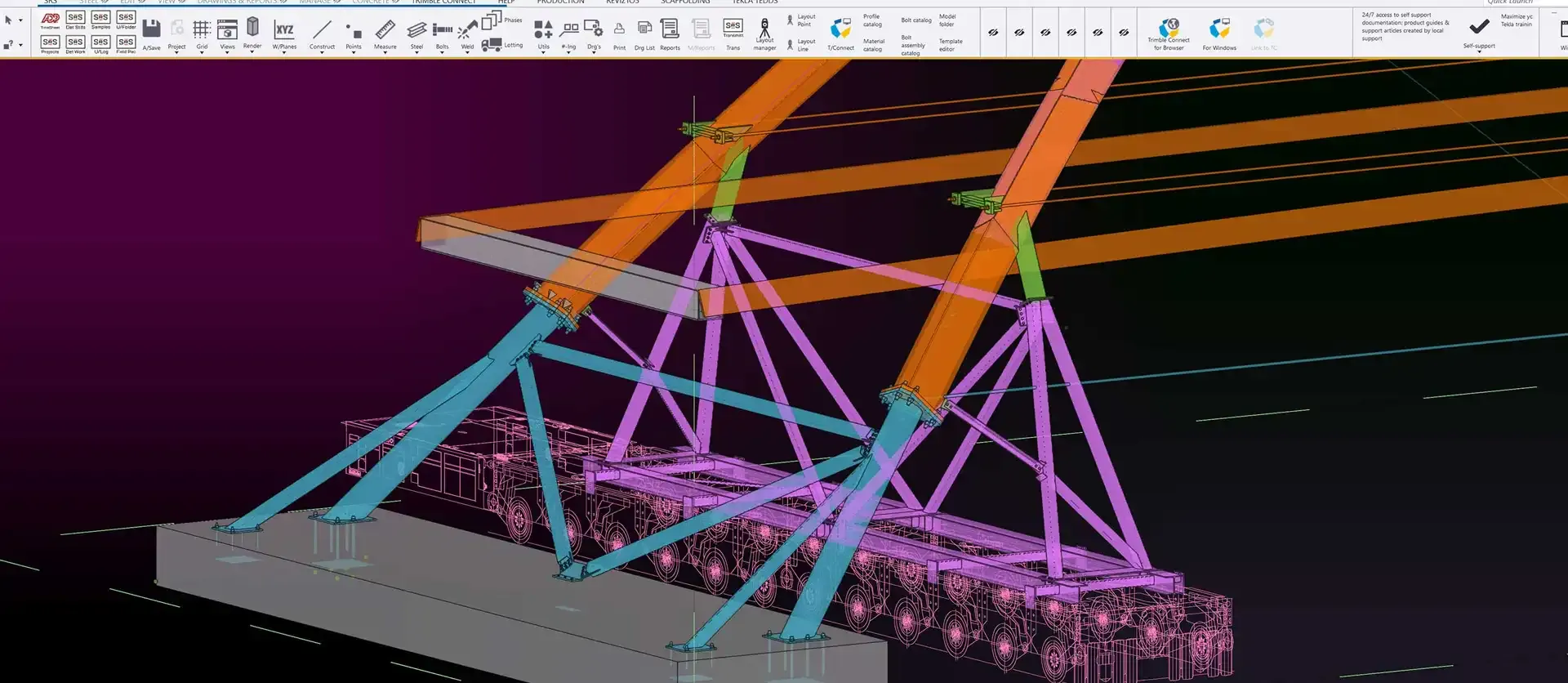 Point cloud of a steel foundation structure.