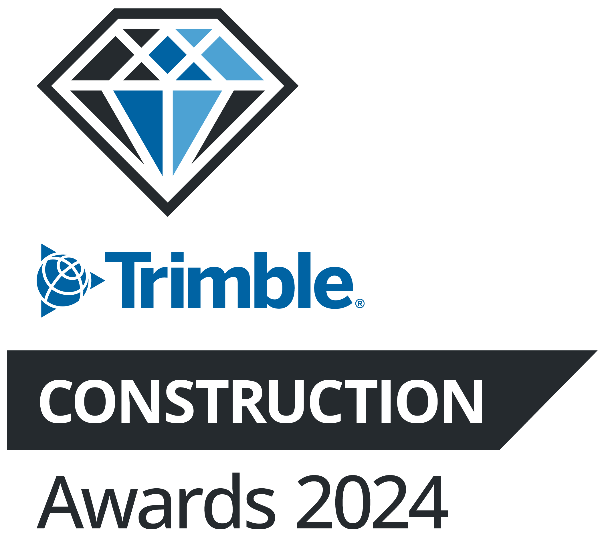 Trimble Construction Awards 2024 logo with a diamond icon.