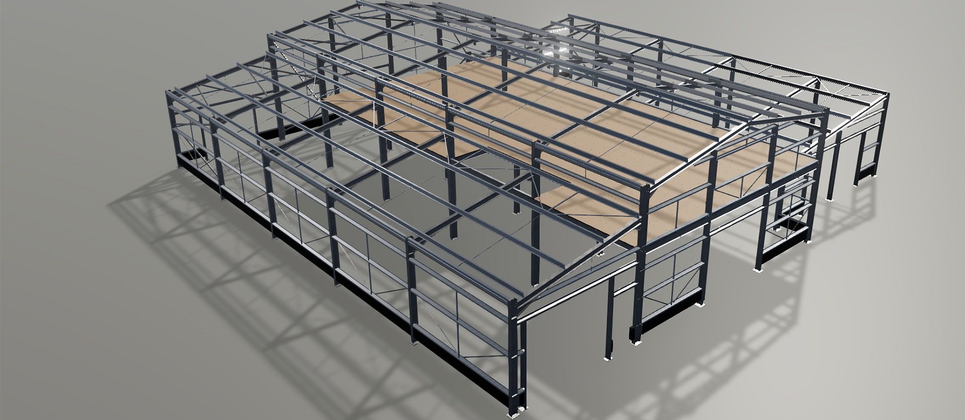 Birchdean Winery: model of mezzanine floor, hot and cold rolled steel, in Trimble Connect Visualizer
