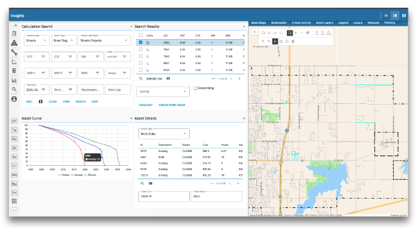 A screenshot of Operational Insights shows asset details, a line graph, and a map