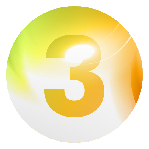 Circular infographic. A colourful number 3