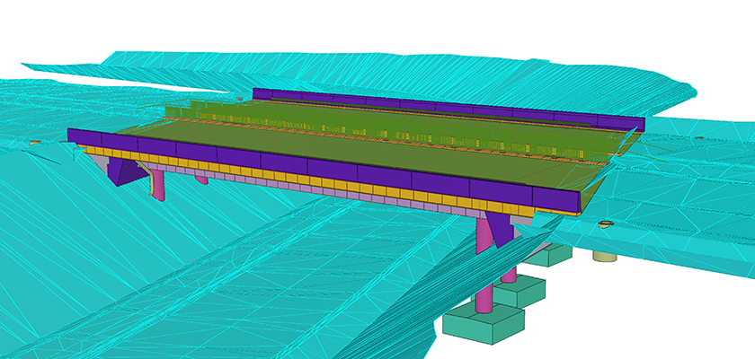 Tekla Structures model of the bridge on Highway 4 in Kirri-Tikkakoski