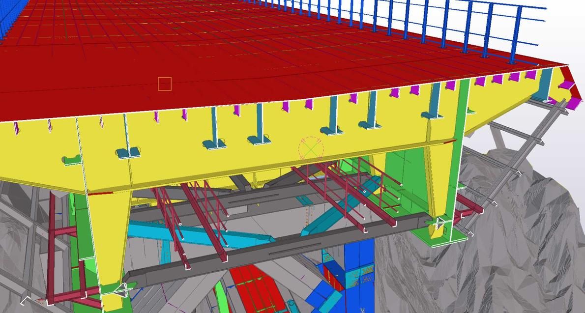 Tekla 3D model rendering of the Chenab Bridge shows a complex structural design with different components of the bridge.