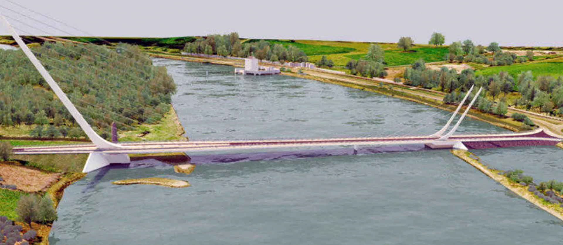 Rendering of the completed Narrow Water Bridge