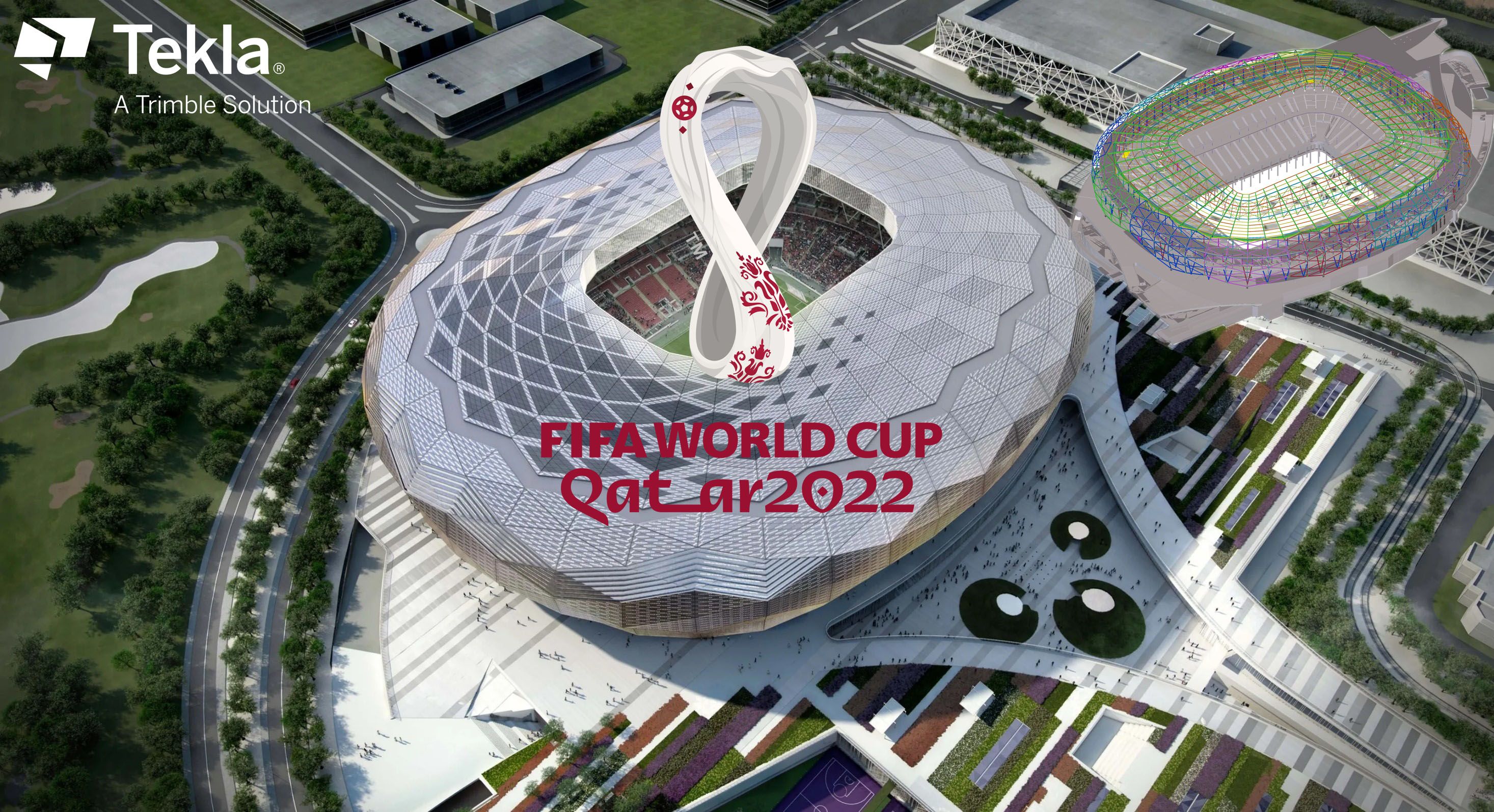 Aerial view of the FIFA World Cup Qatar 2022 stadium.