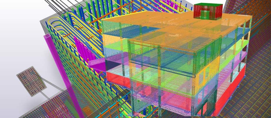 Bewehrungsdetails eines 3D-Modell in der BIM-Software Tekla Structures
