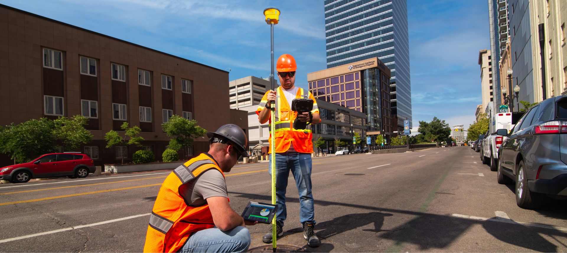 Surveying crews use Trimble hardware and software to capture field data.