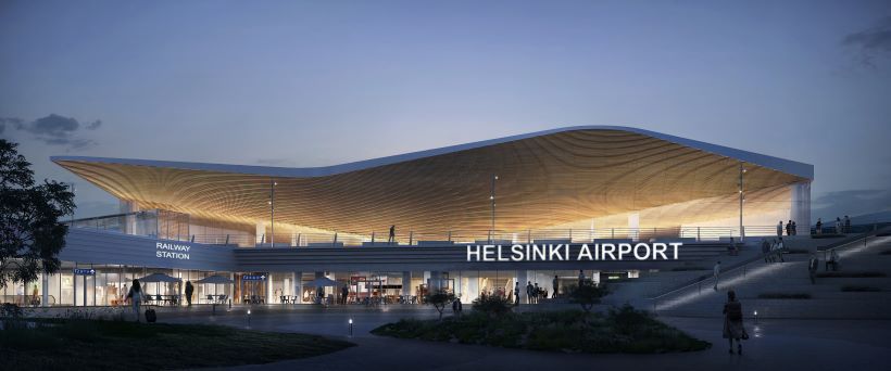 T2 Allianssi Helsinki-Vantaan lentoasema arkkitehtoninen kuva