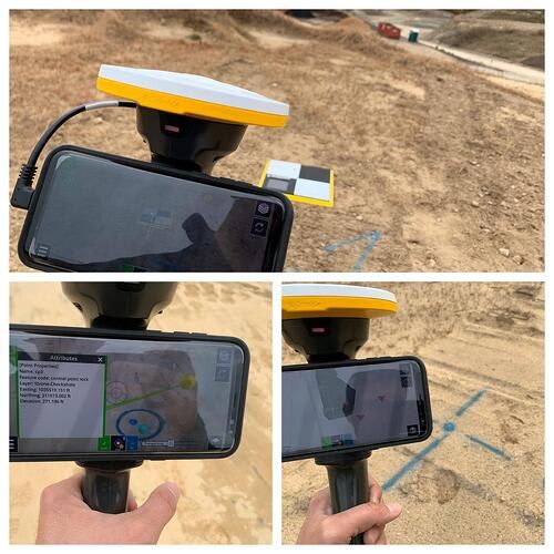 Measuring control points prior to checking stockpile locations