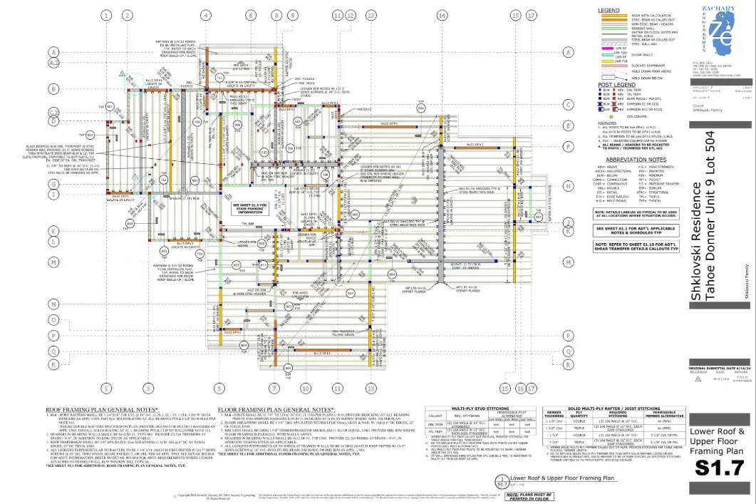 Technische Baupläne von Zachary Engineering für ein Wohnhaus
