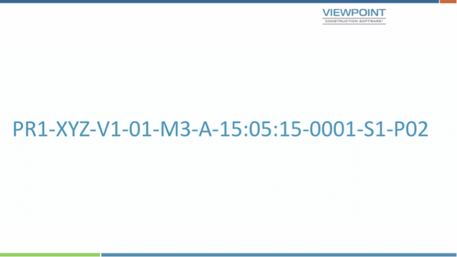 Viewpoint construction software interface showing BS1192 naming convention code PR1-XYZ-V1-01-M3-A-15:05:15-0001-S1-P02 on a white background.