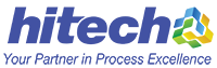 Hi-Tech iSolutions logo with a blue background and colorful abstract shapes on the right.