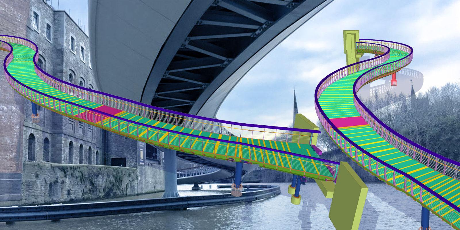 Bridge and its 3D model made with parametric design