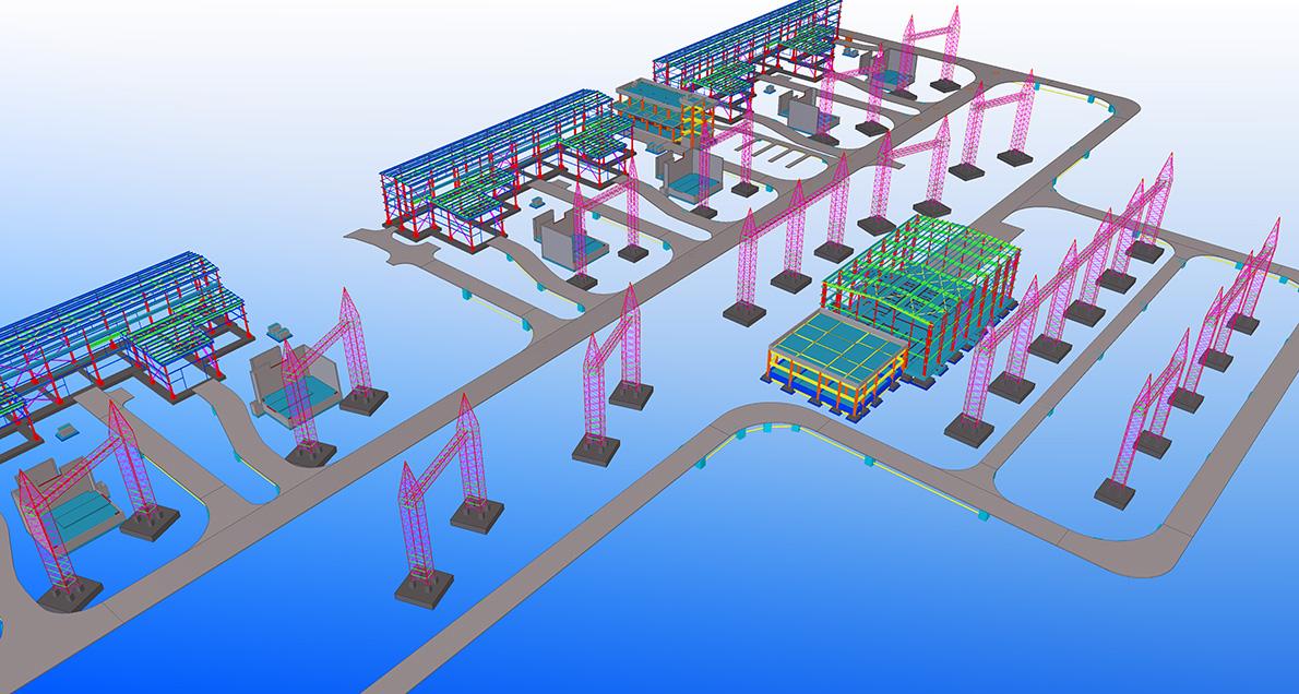 Transmission towers modeled in Tekla Structures