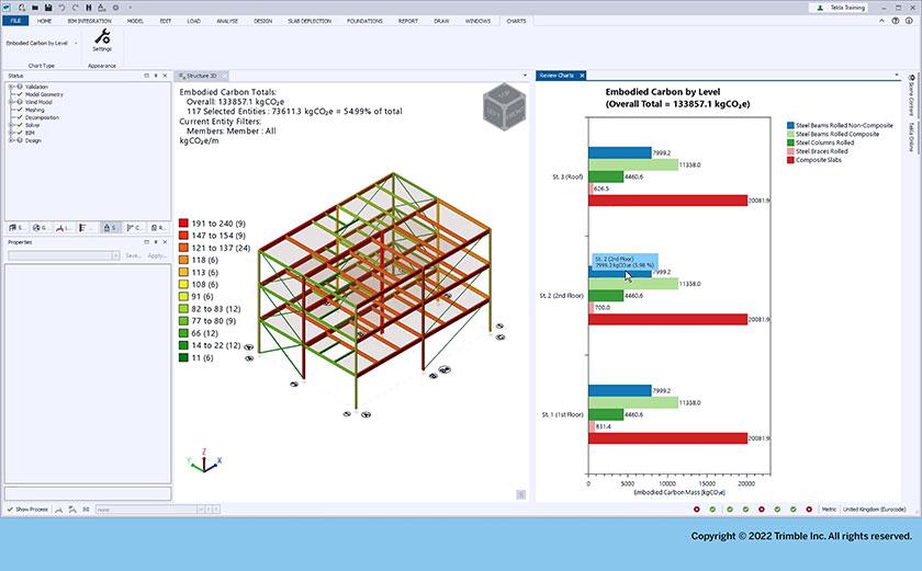 Embodied carbon calculations in Tekla Structural Designer