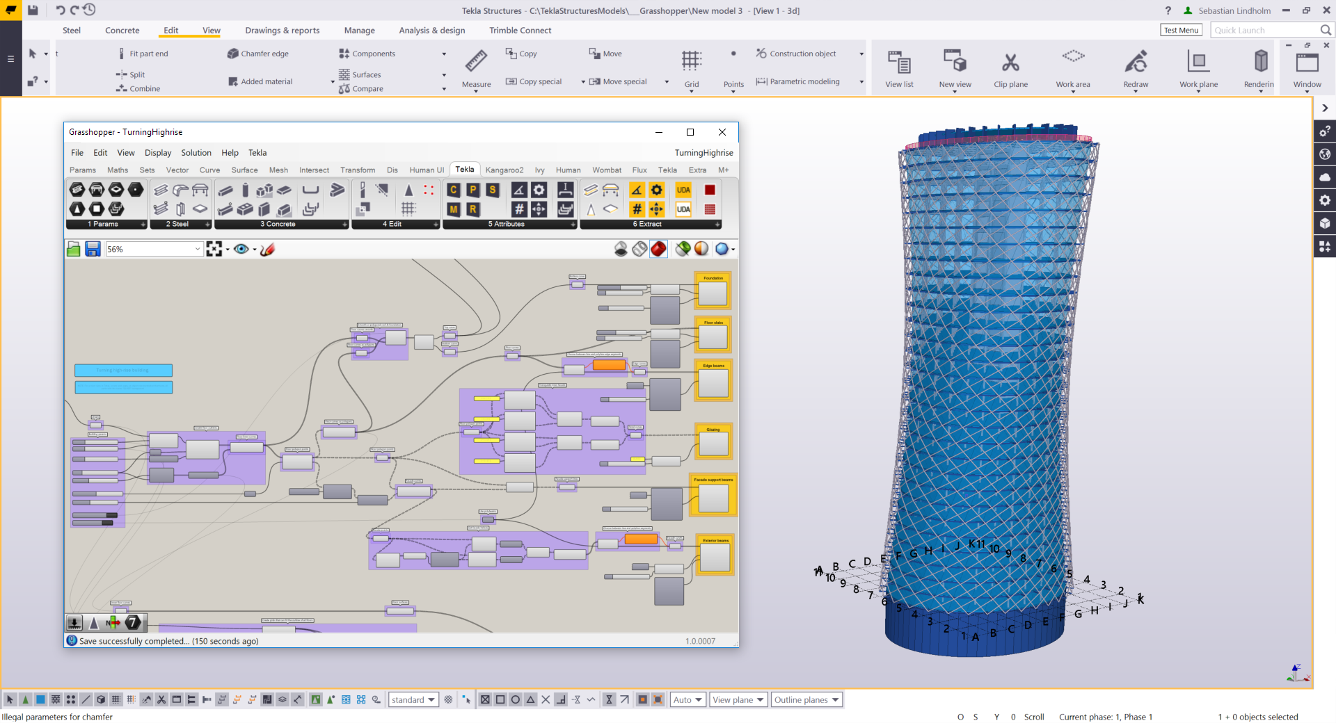 a more complicated Grasshopper script for a turning high-rise building