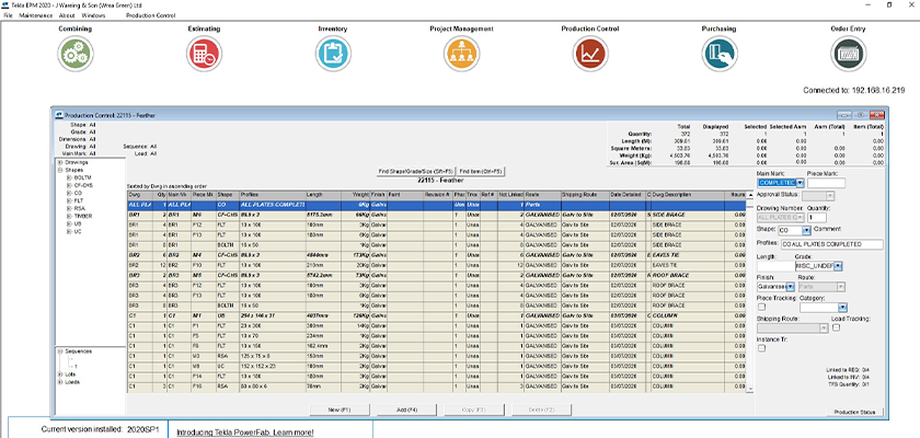 Tekla EPM screenshot showing