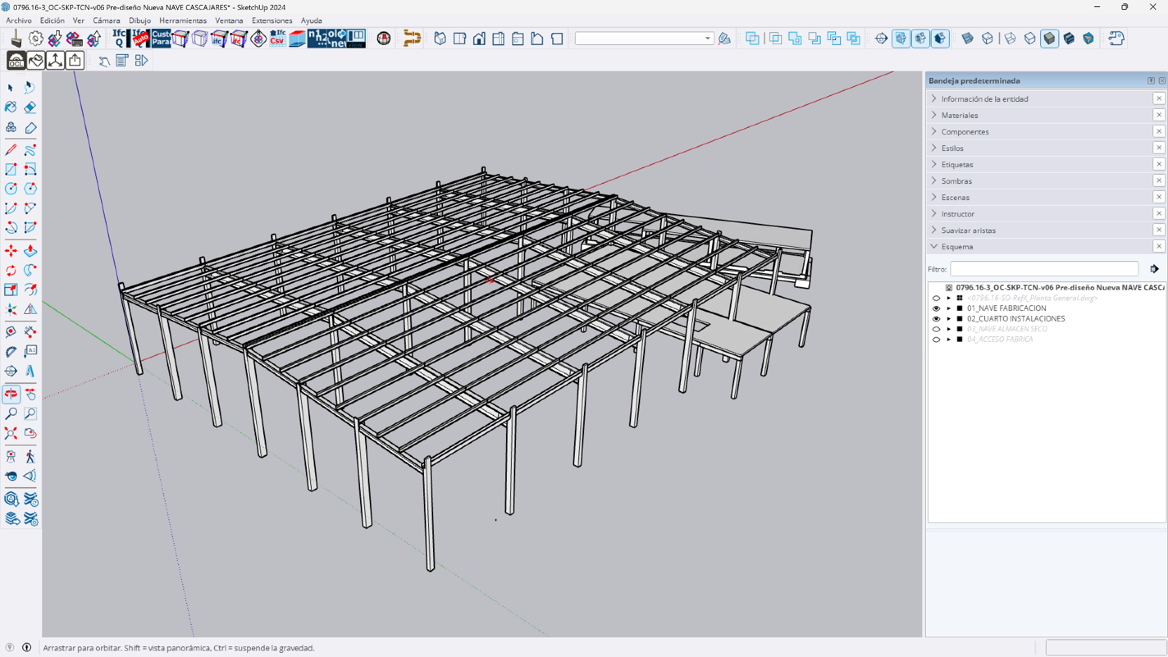 3D model of the concrete structure in SketchUp.
