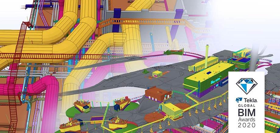 Tekla Structures BIM-Modell der Blominmäki Wasseraufbereitungsanlage