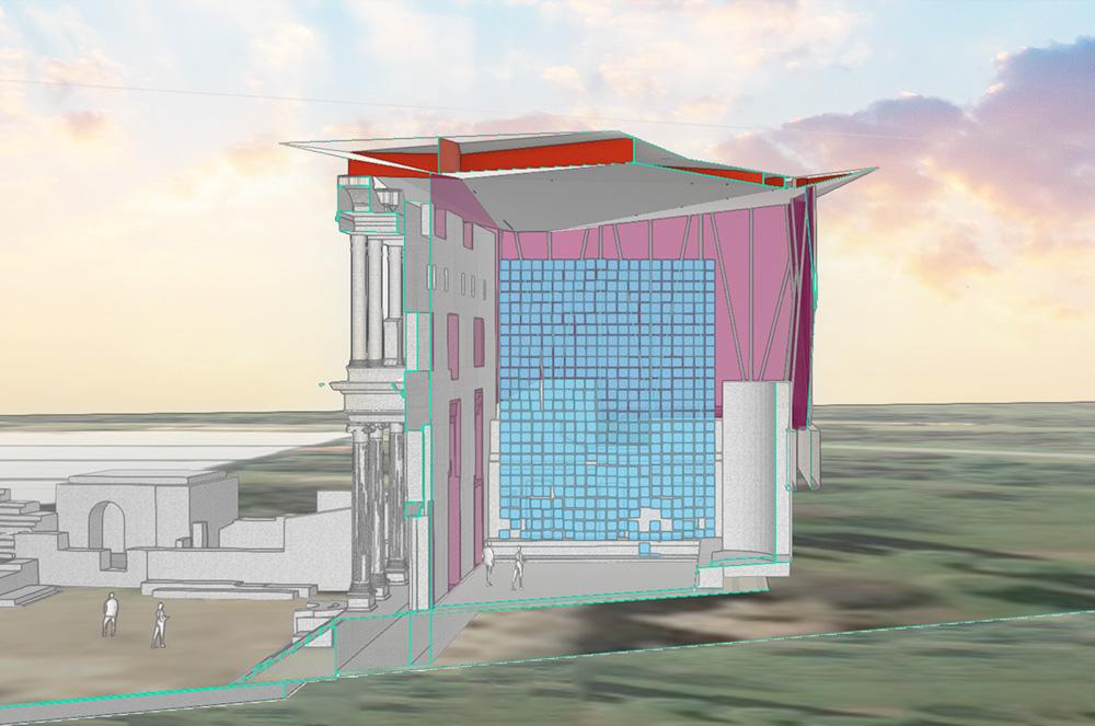 Cross-section view of interior of Smith-Clementi's conceptual design for the Library of Celsus