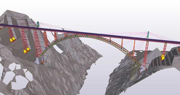 Die Eisenbahnbrücke wird mit Tekla Structures geplant.
