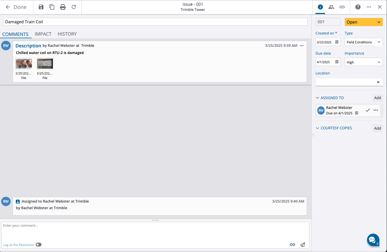 Screen capture of the photos feature in ProjectSight