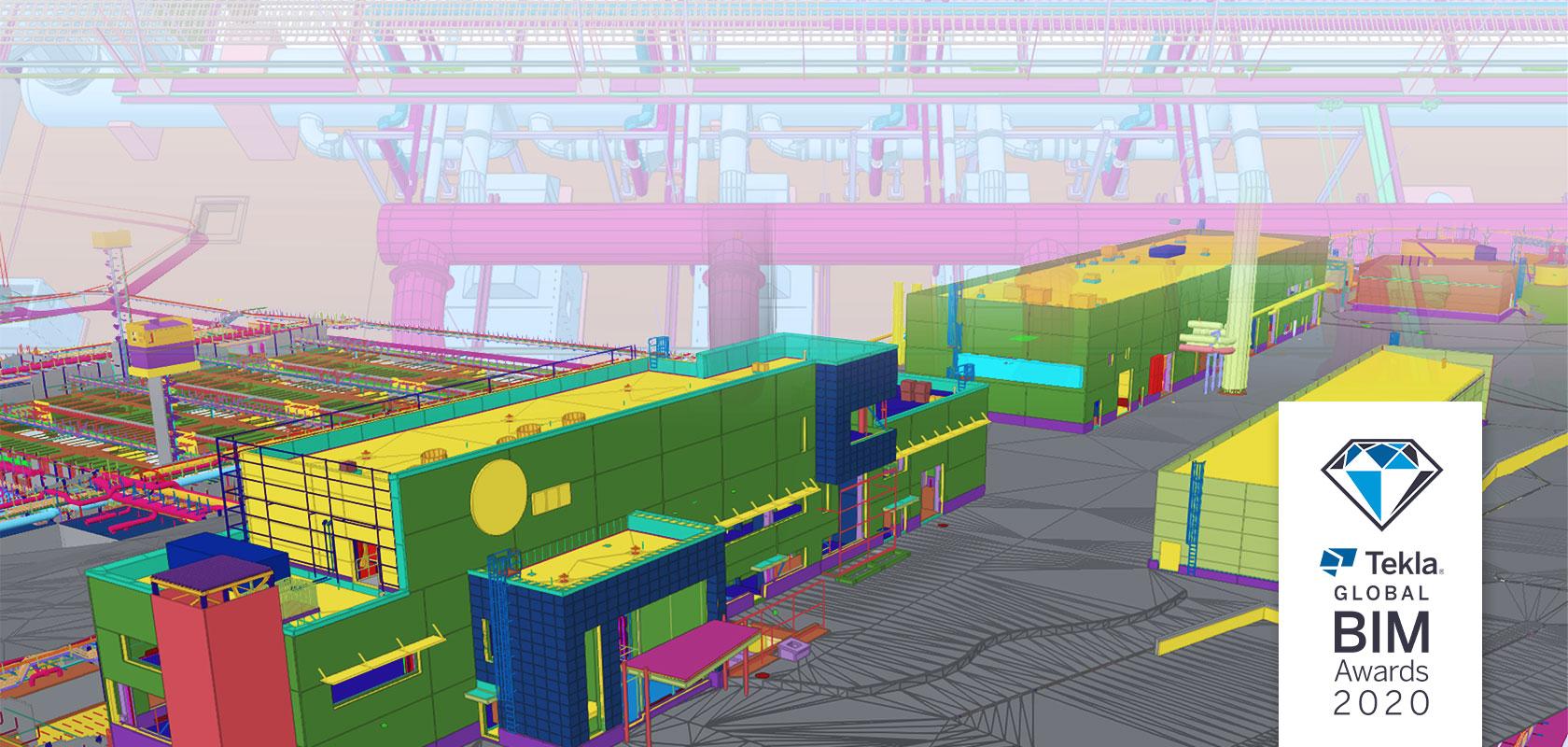 Tekla Structures model view of Blominmäki wastewater treatment plant