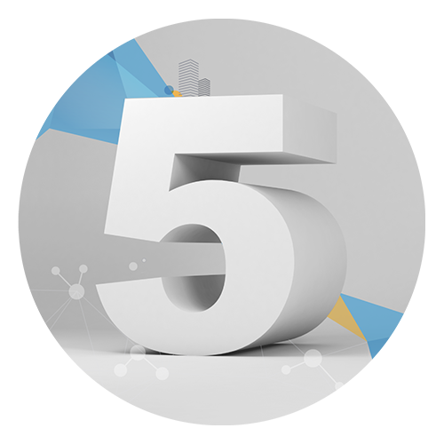 Circular infographic. A number 5