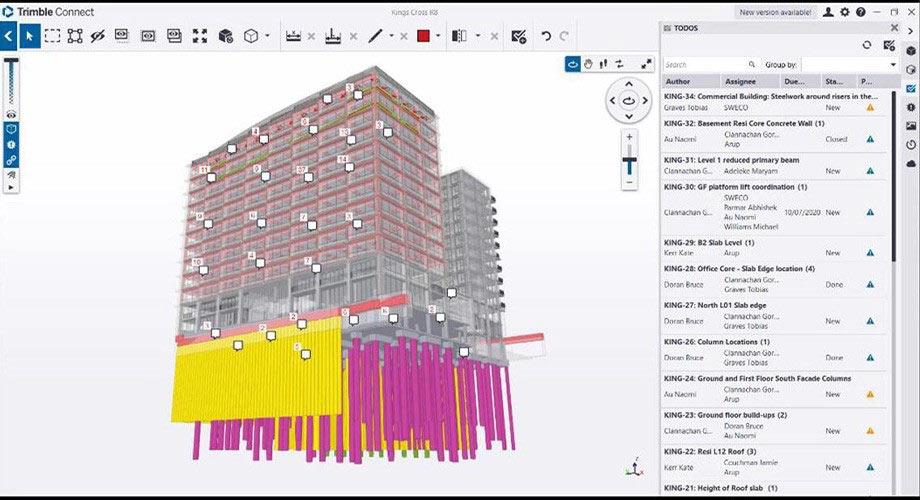 Screenshot des 3D-Modells "King's Cross R8" in Trimble Connect